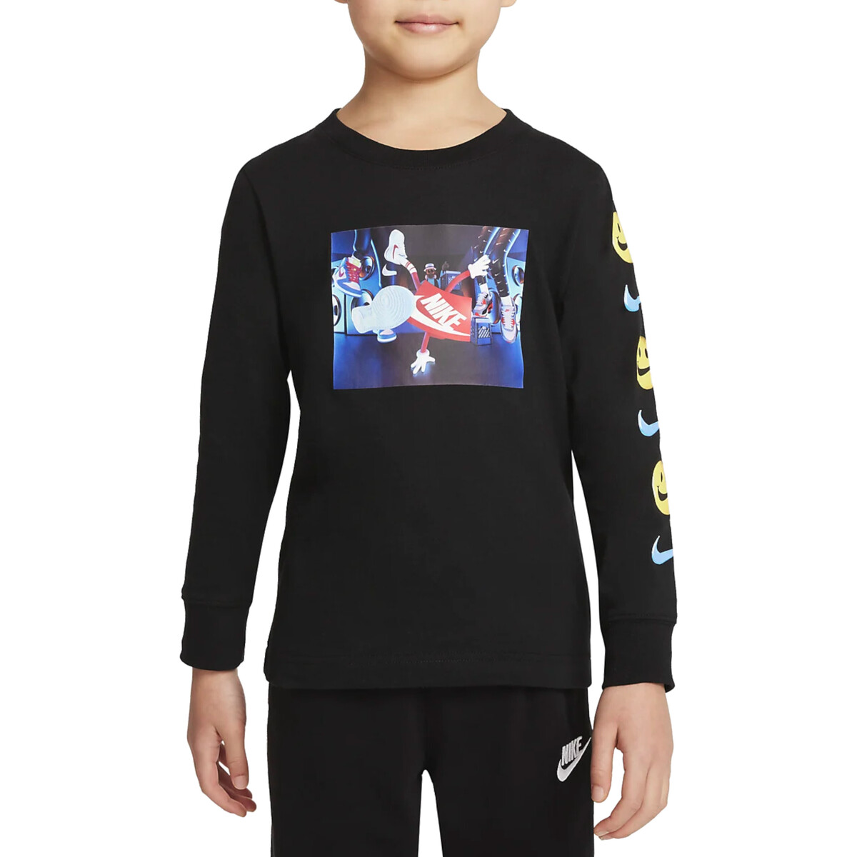 Abbigliamento Bambino T-shirts a maniche lunghe Nike 86J266 Nero