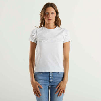 Abbigliamento Donna T-shirt maniche corte Elisabetta Franchi t-shirt stampa logo flock white Bianco