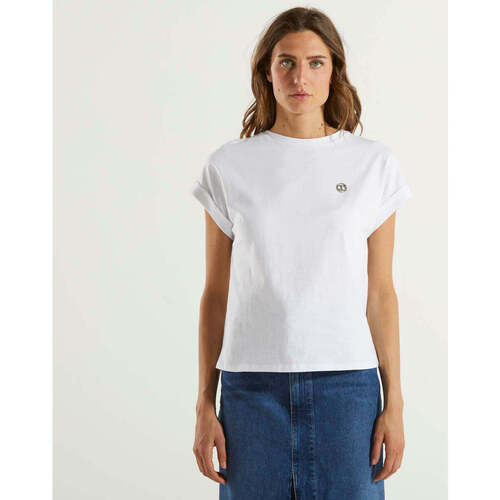 Abbigliamento Donna T-shirt maniche corte Twin Set t-shirt con accessorio oval T bianca Bianco
