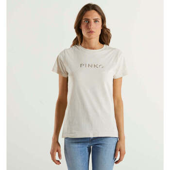 Abbigliamento Donna T-shirt maniche corte Pinko t-shirt ricamo logo Bianco
