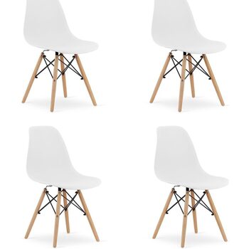 Casa Sedie Artool Set di 4 sedie in stile scandinavo,  PP, legno, bianco Altri