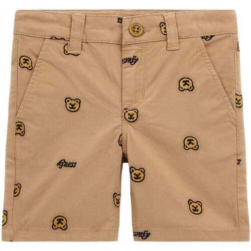 Abbigliamento Bambino Shorts / Bermuda Guess Pantaloncini con logo orso N4RD04WFY91 Beige