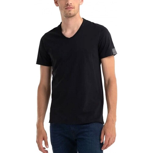 Abbigliamento Uomo T-shirt & Polo Replay T-Shirt Con Scollo A V Black Nero