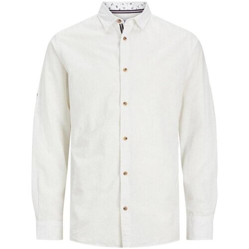 Abbigliamento Uomo Camicie maniche lunghe Jack & Jones Camicia Uomo Linen Detail Bianco