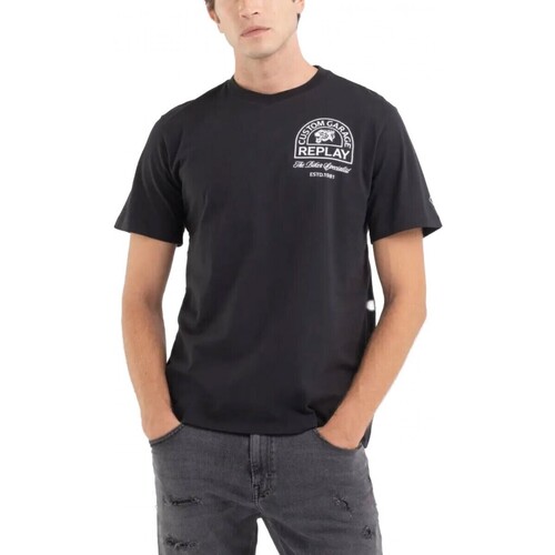 Abbigliamento Uomo T-shirt & Polo Replay T-Shirt Con Stampa Garage Nero