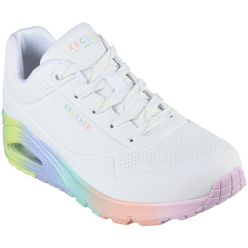 Scarpe Donna Sneakers Skechers STREET UNO-RAINBOW SOULS Bianco