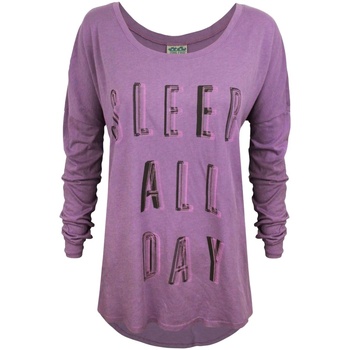 Abbigliamento Donna T-shirts a maniche lunghe Junk Food Sleep All Day Rock All Night Viola