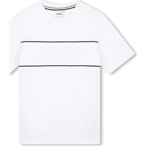 Abbigliamento Bambino T-shirts a maniche lunghe BOSS J50727 Bianco