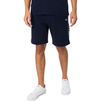 Abbigliamento Uomo Shorts / Bermuda Lacoste Pantaloncini in felpa con righe con logo Blu