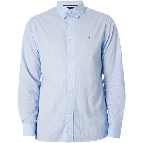 Abbigliamento Uomo Camicie maniche lunghe Tommy Hilfiger Camicia regolare in popeline flessibile Blu