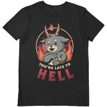 Abbigliamento T-shirts a maniche lunghe Eduely You're Late To Hell Nero