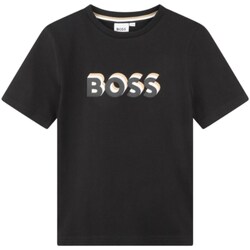 Abbigliamento Bambino T-shirts a maniche lunghe BOSS J50723 Nero