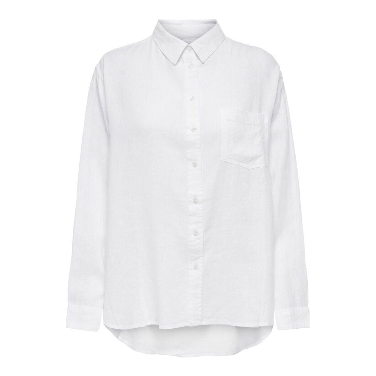 Abbigliamento Donna Camicie Only 15259585 TOKYO LINEN SHIRT-BRIGHT WHITE Bianco