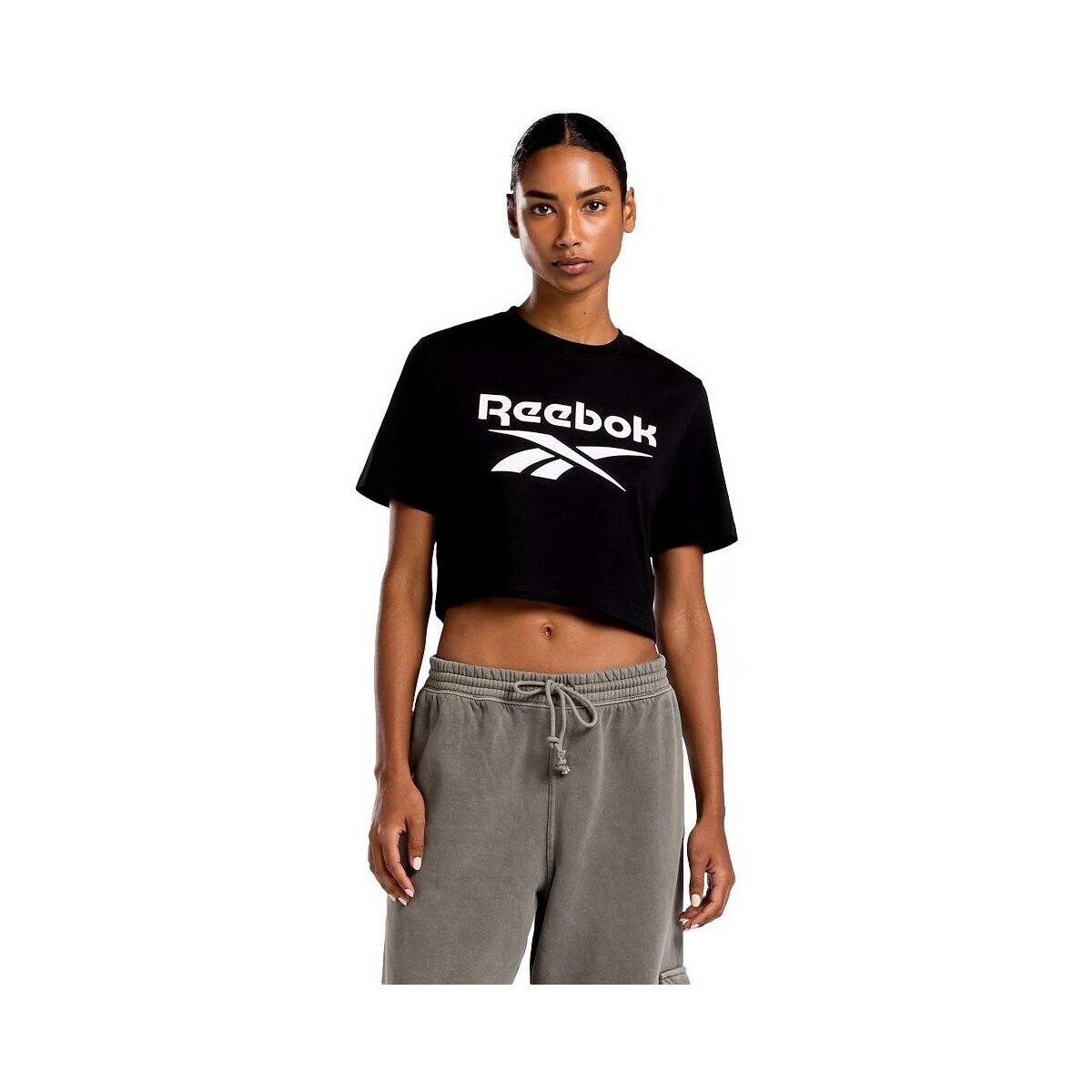 Abbigliamento Donna T-shirt maniche corte Reebok Sport CAMISETA MUJER LOGO  100034775 Nero