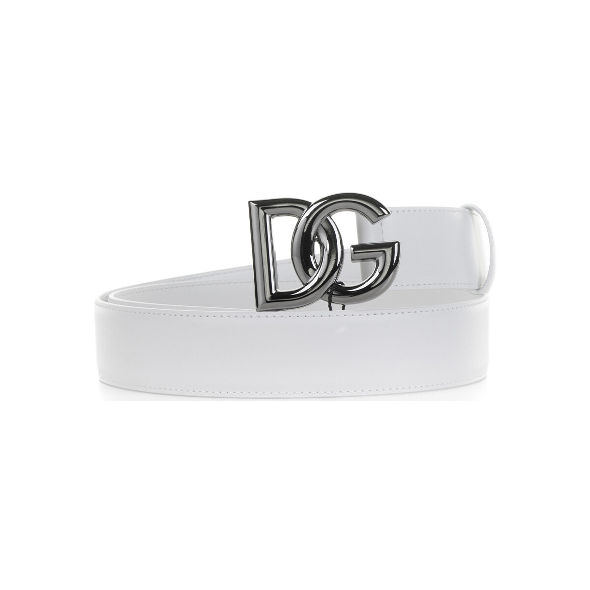 Accessori Uomo Cinture D&G Cintura bianca in pelle con fibbia logo Bianco