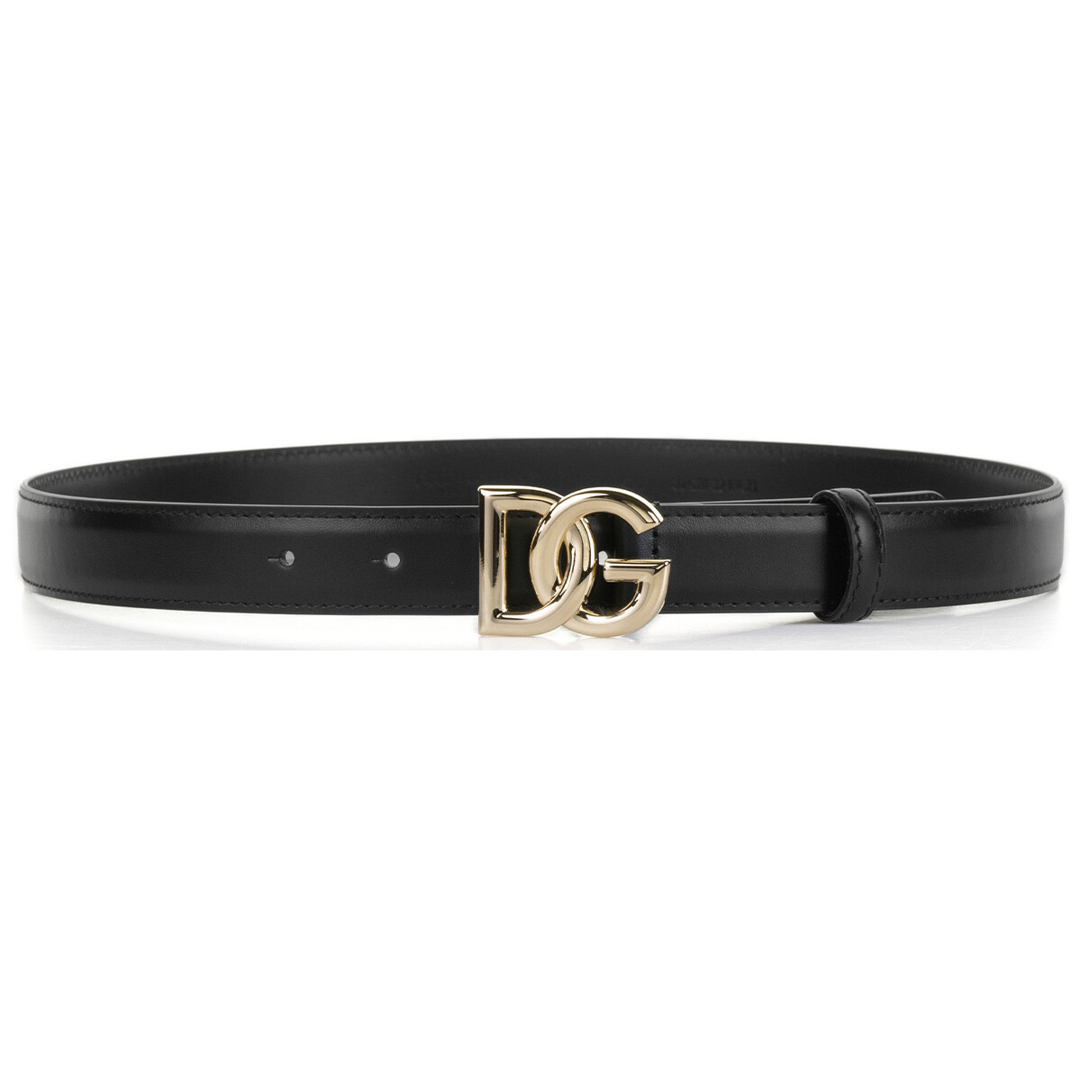 Accessori Donna Cinture D&G Cintura nera in pelle con fibbia logo Nero