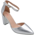 Image of Scarpe Malu Shoes Scarpa decollete' donna a punta maryjane argento con tacco larg