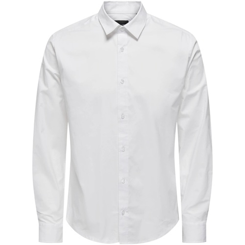 Abbigliamento Uomo Camicie maniche lunghe Only & Sons  ONSANDY SLIM EASY IRON POPLIN SHIRT NOOS Bianco