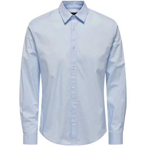 Abbigliamento Uomo Camicie maniche lunghe Only & Sons  ONSANDY SLIM EASY IRON POPLIN SHIRT NOOS Blu