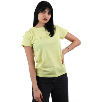 Abbigliamento Donna T-shirt maniche corte Pinko START T-SHIRT JERSEY LOGO  EFFETTO RICAMO Giallo-H23-YELLOW