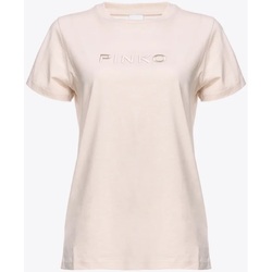 Abbigliamento Donna T-shirt maniche corte Pinko START T-SHIRT JERSEY LOGO  EFFETTO RICAMO Bianco