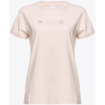 Abbigliamento Donna T-shirt maniche corte Pinko START T-SHIRT JERSEY LOGO  EFFETTO RICAMO Bianco