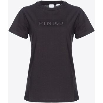 Abbigliamento Donna T-shirt maniche corte Pinko START T-SHIRT JERSEY LOGO  EFFETTO RICAMO Nero