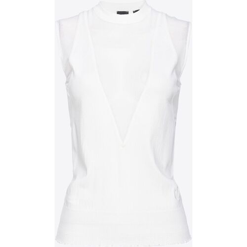 Abbigliamento Donna Top / T-shirt senza maniche Pinko FELCE MAGLIA VISCOSA TULLE TRASPARENTE Bianco