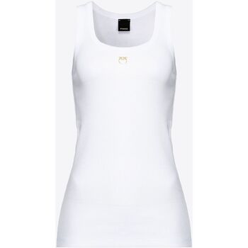 Abbigliamento Donna Top / T-shirt senza maniche Pinko CALCOLATORE CANOTTIERA COSTINA DI COTONE Bianco