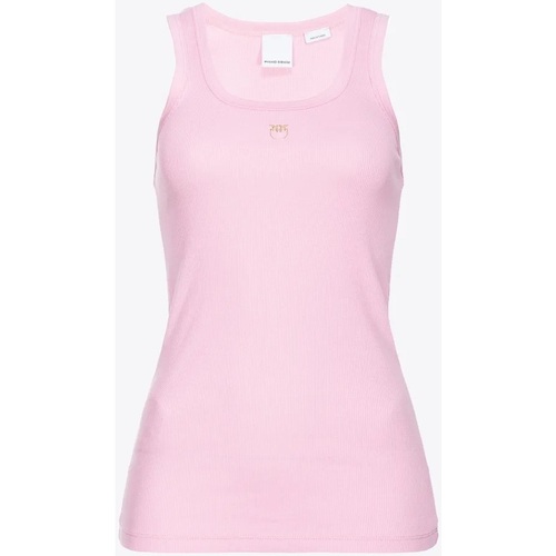 Abbigliamento Donna Top / T-shirt senza maniche Pinko CALCOLATORE CANOTTIERA COSTINA DI COTONE Rosa