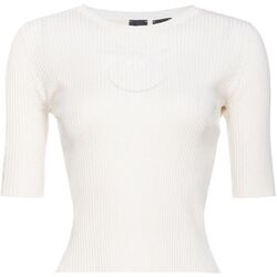 Abbigliamento Donna T-shirt maniche corte Pinko TRITONE MAGLIA SETA COTONE LOGO IN TRASPARENZA Bianco