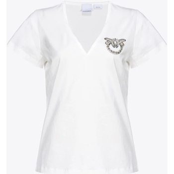 Abbigliamento Donna T-shirt maniche corte Pinko TURBATO T-SHIRT SCOLLO  V JERSEY LOGO BIRD Bianco