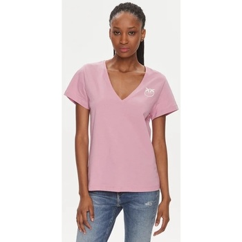 Abbigliamento Donna T-shirt maniche corte Pinko TURBATO T-SHIRT JERSEY OLD WASH LOGO Rosa