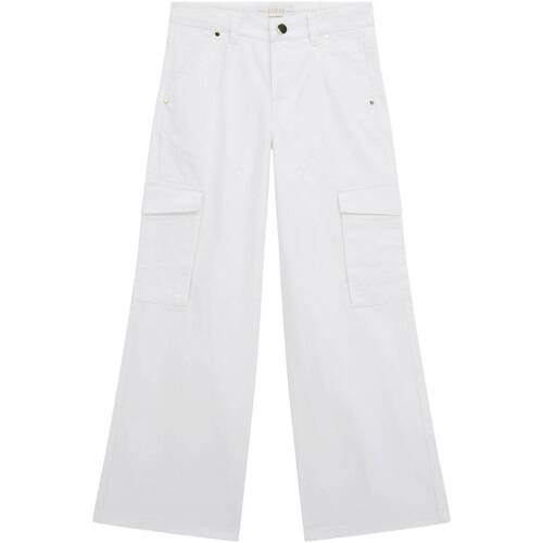 Abbigliamento Bambina Pantaloni Guess Pantalone cargo sateen J4RB14WEHD0 Bianco