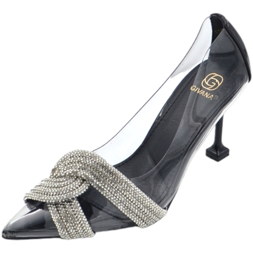 Scarpe Donna Décolleté Malu Shoes Decollete scarpa donna a punta nero trasparente con nodo argent Nero