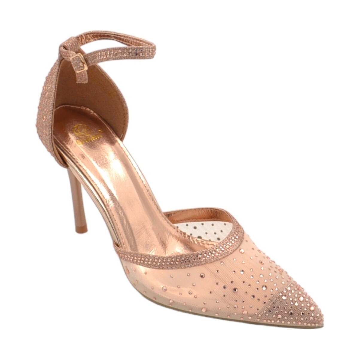 Scarpe Donna Décolleté Malu Shoes Scarpe decollete donna elegante punta tessuto champagne traspar Rosa