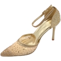 Image of Scarpe Malu Shoes Scarpe decollete donna elegante punta tessuto oro gold traspare