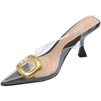 Scarpe Donna Décolleté Malu Shoes Decollete scarpa donna a punta trasparente con nodo oro gioiell Nero