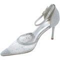 Image of Scarpe Malu Shoes Scarpe decollete donna elegante punta in tessuto argento traspa