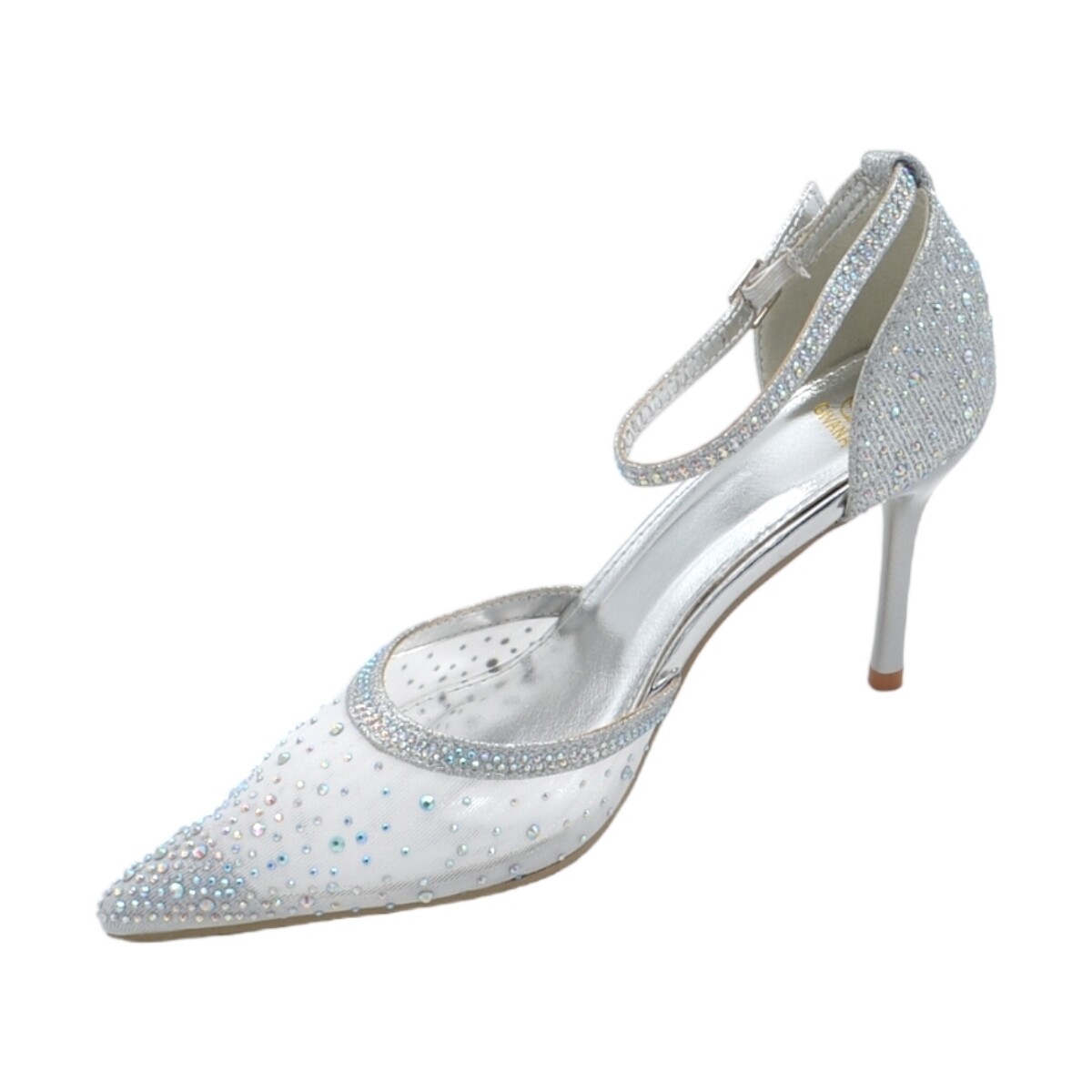 Scarpe Donna Décolleté Malu Shoes Scarpe decollete donna elegante punta in tessuto argento traspa Multicolore