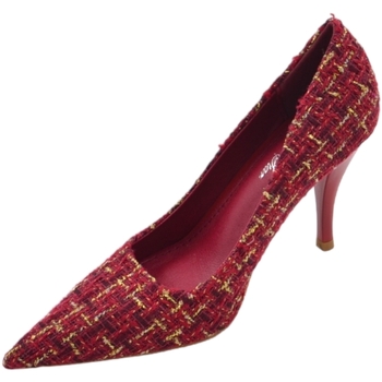 Scarpe Donna Décolleté Malu Shoes Decollete scarpa donna a punta in tessuto tartan rosso bianco e Rosso