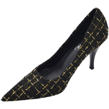 Scarpe Donna Décolleté Malu Shoes Decollete scarpa donna a punta in tessuto tartan nero bianco e Nero