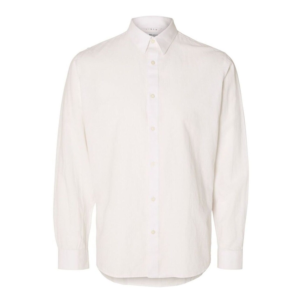 Abbigliamento Uomo Camicie maniche lunghe Selected 16078867 SLIM LINEN-WHITE Bianco