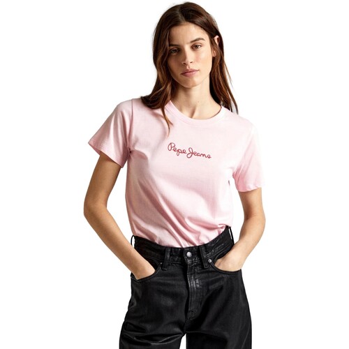 Abbigliamento Donna T-shirt maniche corte Pepe jeans CAMISETA MUJER LORETTE   PL505827 Rosa