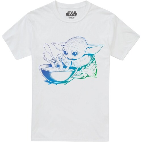 Abbigliamento Uomo T-shirts a maniche lunghe Star Wars Mandalorian TV2845 Bianco