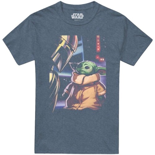 Abbigliamento Uomo T-shirts a maniche lunghe Star Wars The Mandalorian TV2954 Blu
