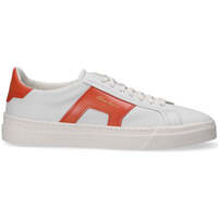 Scarpe Uomo Sneakers basse Santoni sneaker low top pelle bianca arancio Bianco