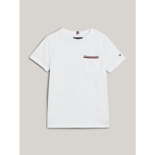 Abbigliamento Unisex bambino T-shirt & Polo Tommy Hilfiger KB0KB08817 POCKET TEE-YBR WHITE Bianco