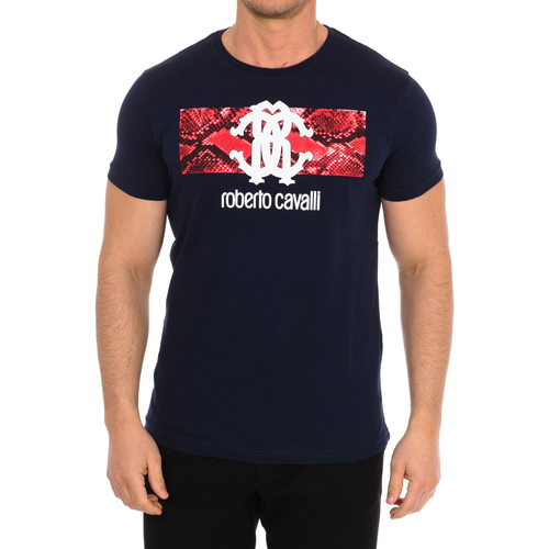 Abbigliamento Uomo T-shirt maniche corte Roberto Cavalli FST647-NAVY Blu