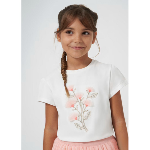 Abbigliamento Bambina T-shirt maniche corte Mayoral ATRMPN-44292 Bianco